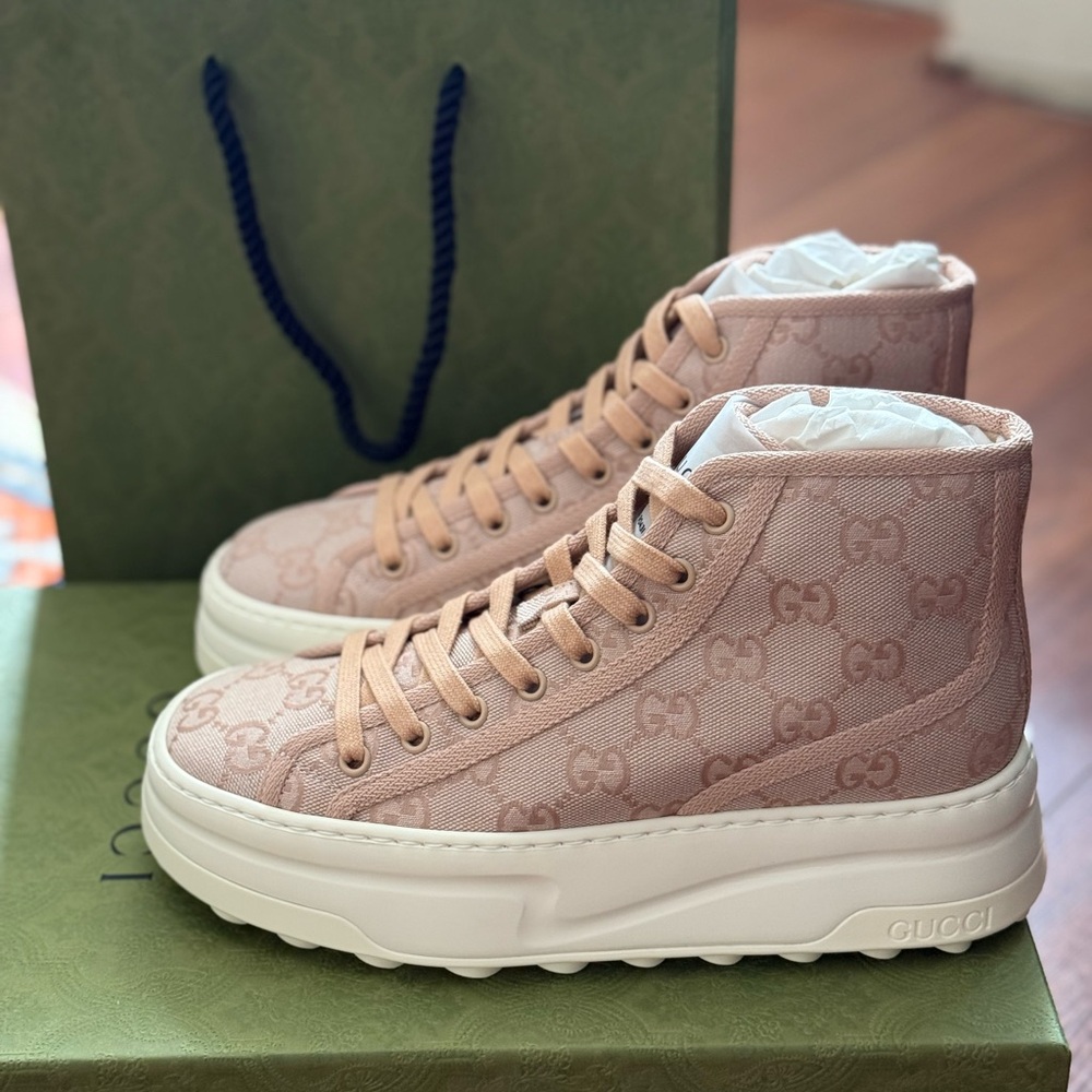 Gucci Tennis Women's Blush High-Top Sneakers